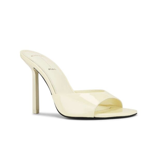 BLACK SUEDE STUDIO Juicy 100 Mules in Butter Patent Yellow 39 with Box High Heel - Picture 1 of 10